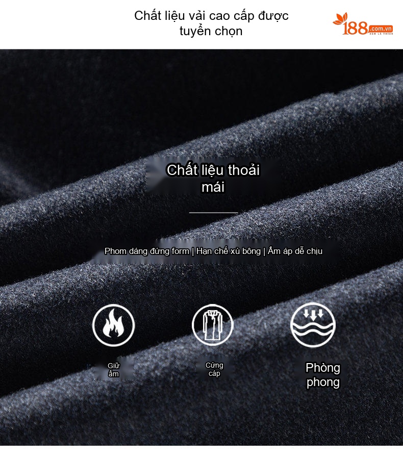 Áo Khoác Dạ Nam Trung Dài Woolen Phong Cách Business Casual Màu Xám Đậm chi tiết 6