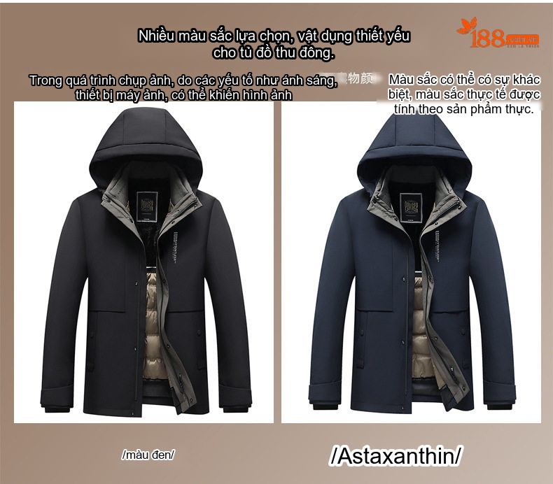 Áo Khoác Phao Nam 3in1 Lót Lông Vũ Trắng Dày Dặn Có Mũ Trùm Đầu Màu Xanh Navy, Đen, Xám chi tiết 16