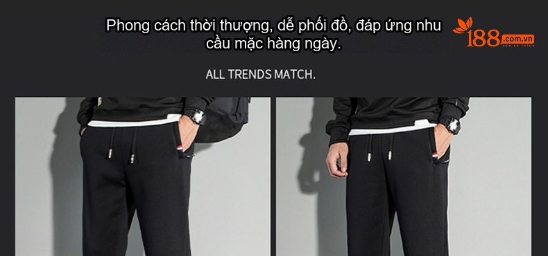 Quần dài nam lông cừu non dày dặn ống bo thể thao chi tiết 5