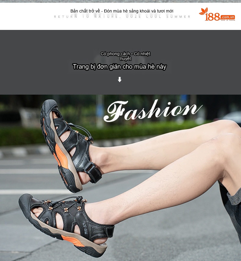 Sandal Da Bò Nam Quai Hậu Outdoor Đế Cao 3cm chi tiết 31