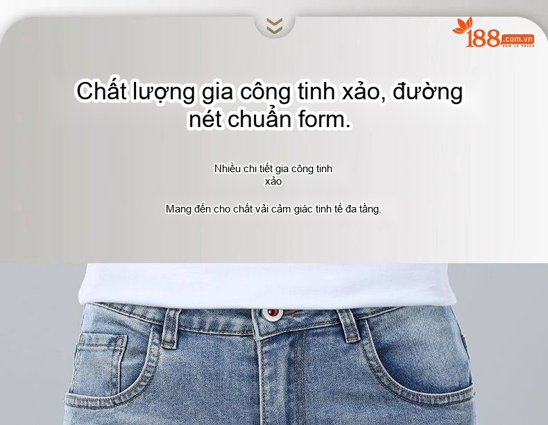 Quần Jean Nam Ống Suông Dáng Rộng Cotton Co Giãn Màu Xanh Nhạt, Xanh Đậm chi tiết 7