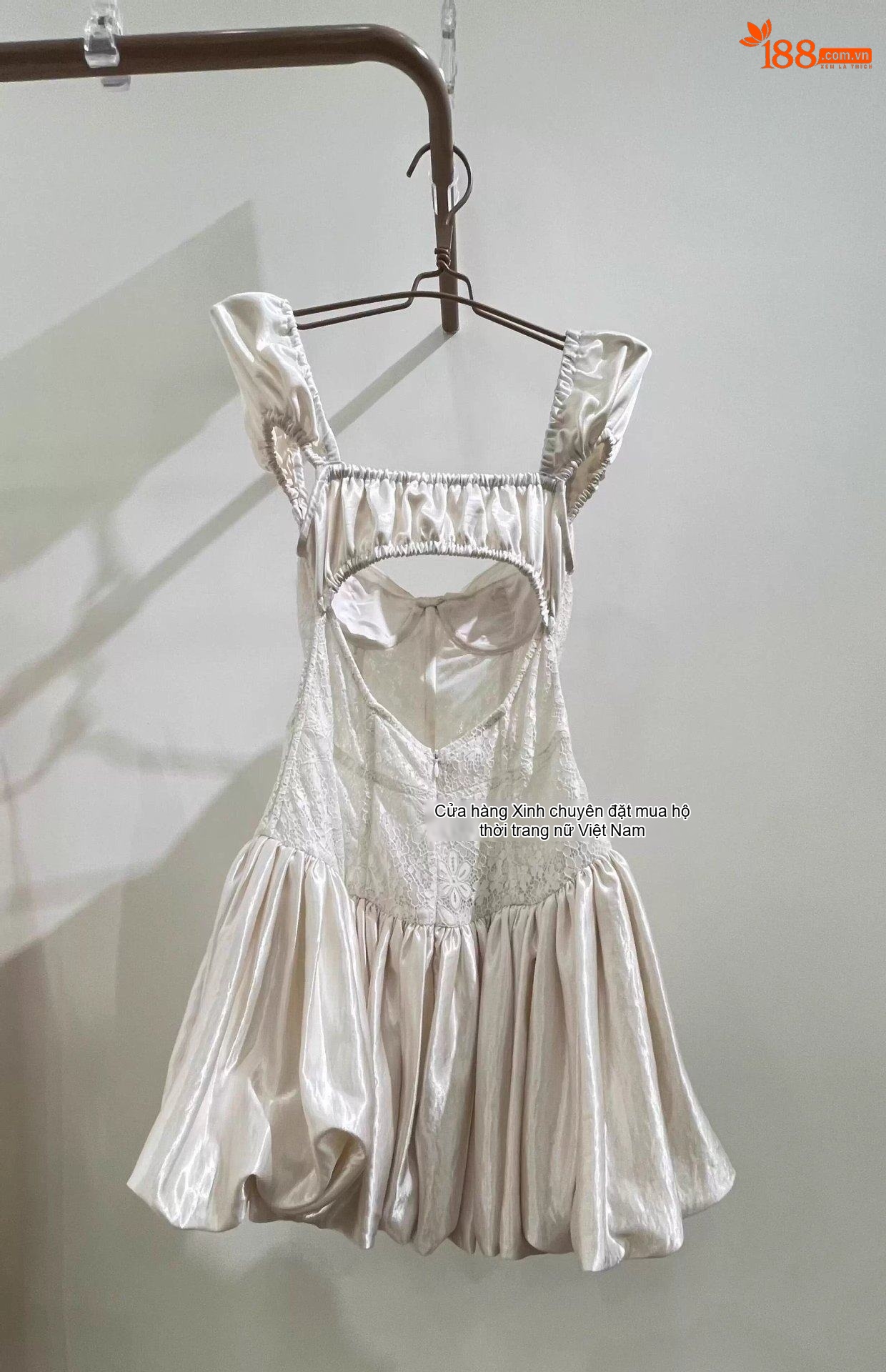Set Áo Corset Ren Gân Cá và Chân Váy Bồng Nữ Phong Cách Pháp Màu Trắng Kem chi tiết 6