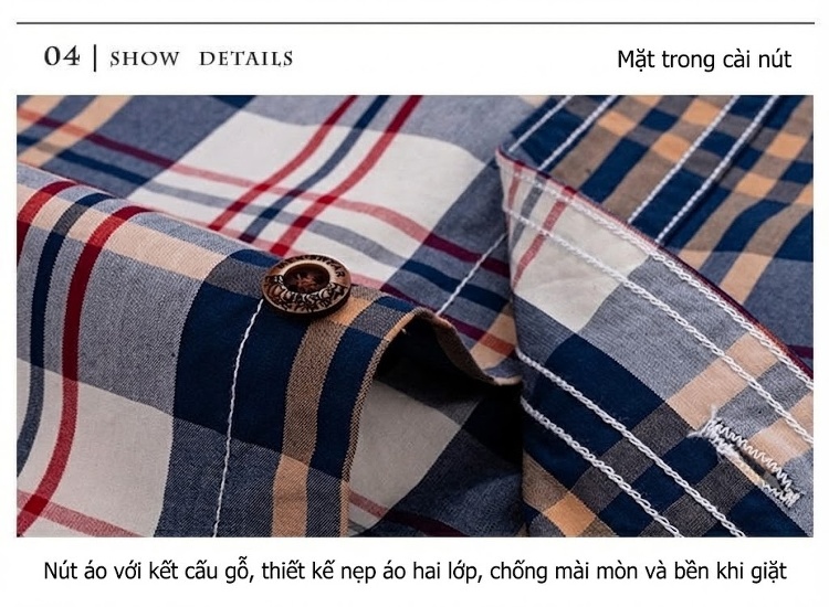 Áo Sơ Mi Tay Dài Nam Cotton Kẻ Caro Thời Trang Công Sở Hàng Ngày Màu Xanh, Đen, Đỏ, Xám... chi tiết 25