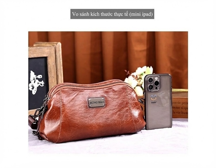 Túi Đeo Vai/Đeo Chéo Nữ Da Bóng Thiết Kế Retro Phong Cách Âu Mỹ Sức Chứa Lớn Màu Nâu chi tiết 17