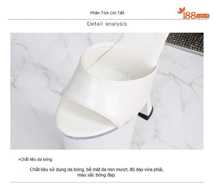 Giày Sandal Cao Gót Nữ Quai Trong Suốt Đính Đá Gót Cao 26cm Màu Đen, Đỏ, Trắng chi tiết 6