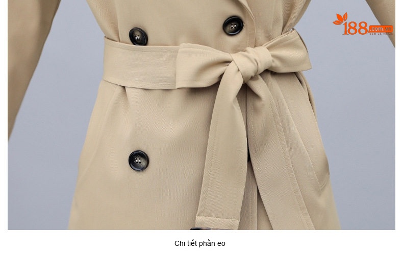 Áo Khoác Trench Coat Nữ Dáng Dài Vừa Phong Cách Anh Quốc Thanh Lịch Màu Be, Đen chi tiết 33