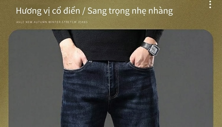 Quần Jean Dáng Suông Nam Co Giãn Thoải Mái Màu Đen chi tiết 24