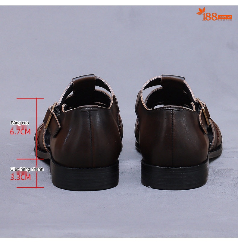 Sandal Rọ Nam Da Bò Khóa Cài Chiều Cao Đế Khoảng 2cm Màu Nâu, Đen chi tiết 24