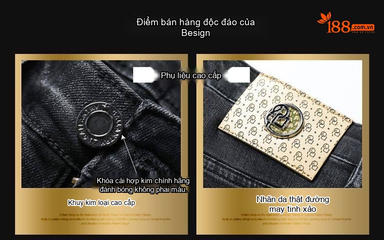 Quần Jean Nam Dáng Suông Vải Cotton Co Giãn Màu Đen Khói chi tiết 9