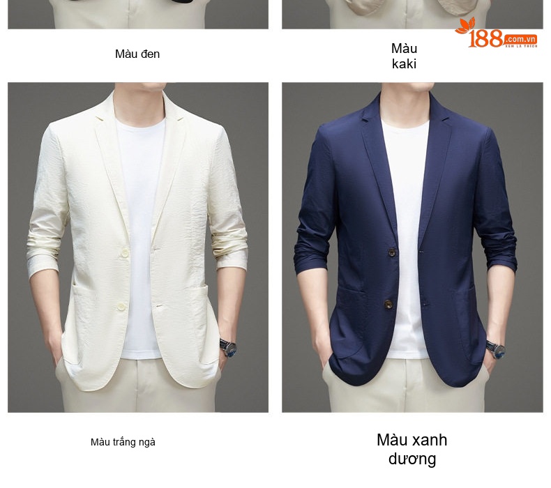 Áo Vest Nam Mỏng Nhẹ Chống Nắng Phong Cách Thời Trang Màu Xanh Navy, Kem, Đen, Trắng... chi tiết 3