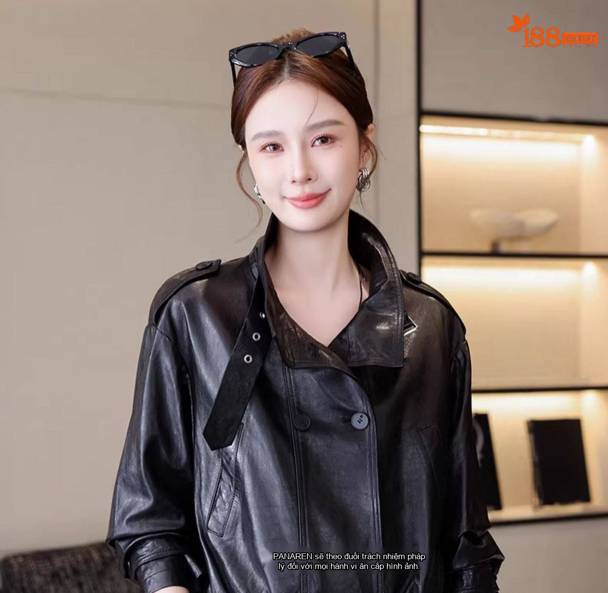 Áo Khoác Da Thật Nữ Kiểu Ngắn Dáng Bomber Da Cừu chi tiết 2