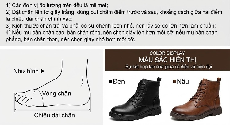 Boot Martin Nữ Da Bò Cổ Cao Đế Bánh Mì Chiều Cao Đế Khoảng 6cm Phong Cách Anh Quốc Màu Đen, Nâu chi tiết 2