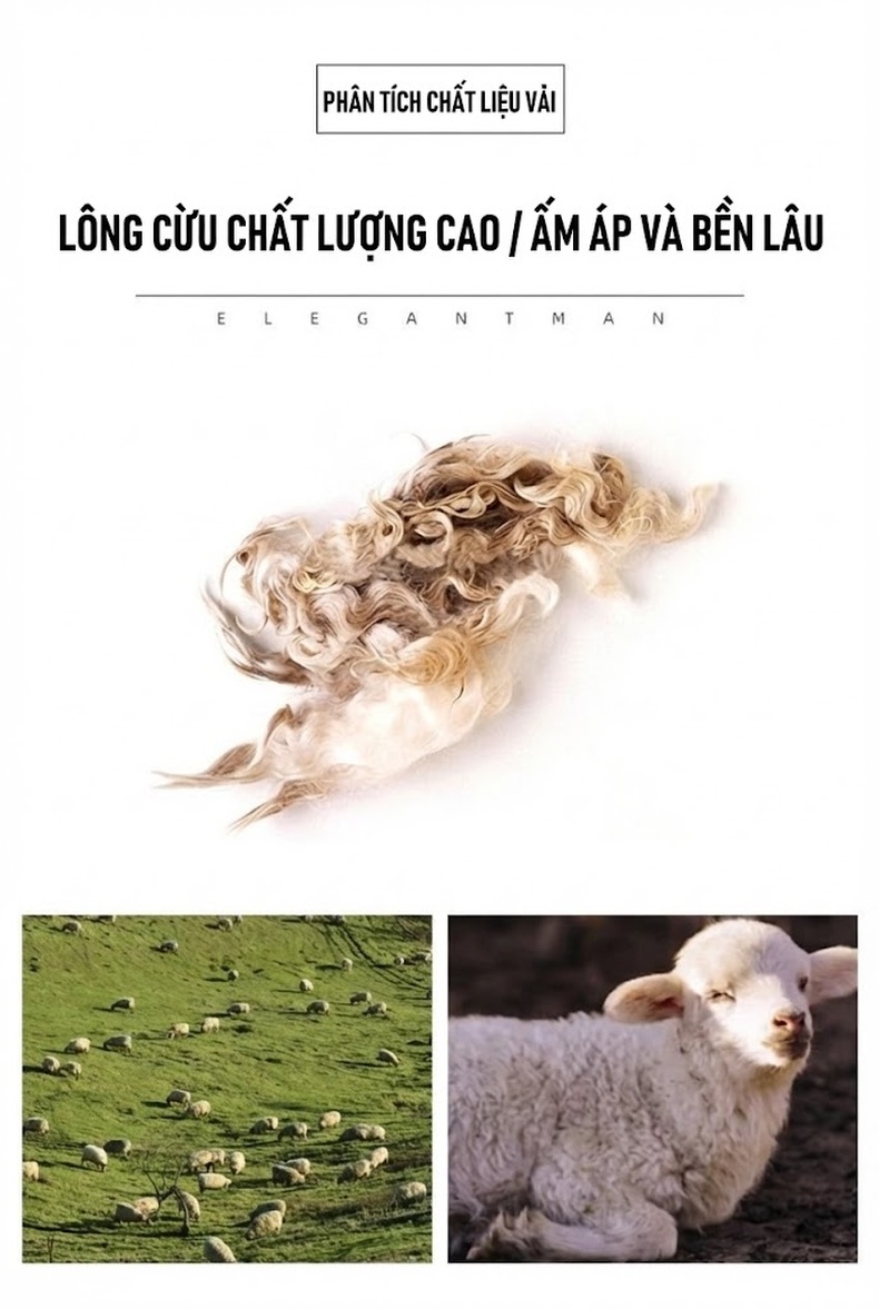 Áo Khoác Nam Alpaca Lông Cừu Dáng Ngắn Dáng Rộng Màu Xám, Đen chi tiết 27