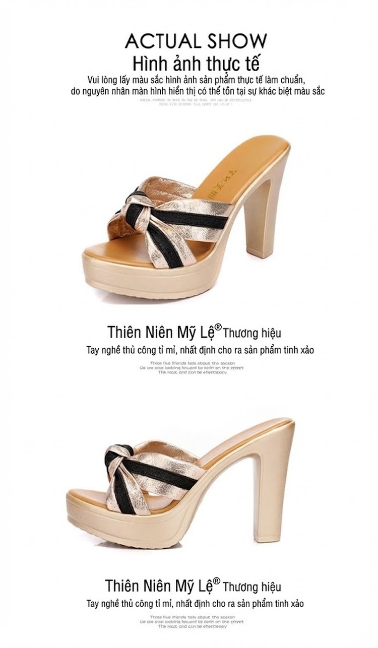 Dép Sục Nữ Quai Ngang Đế Xuồng Chiều Cao Đế Khoảng 8cm Màu Vàng, Đen chi tiết 15