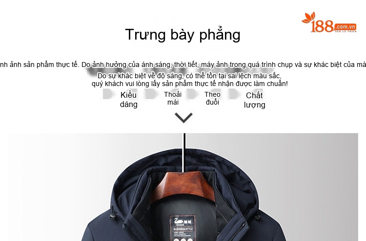 Áo Khoác Phao Nam Lông Ngỗng 90 Kiểu Dáng 5 in 1 Tháo Rời Mũ Màu Đen, Xanh Navy chi tiết 19