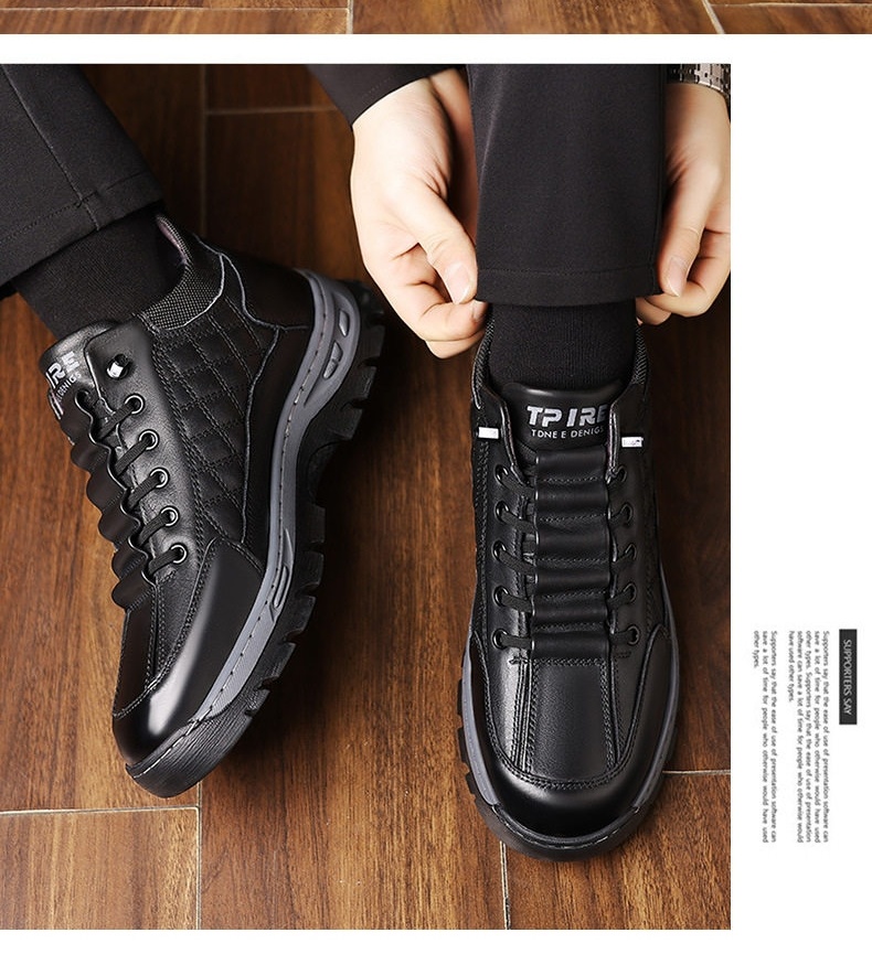 Giày Boot Nam Cao Cổ Lót Lông Cừu Giữ Ấm Chiều Cao Đế Khoảng 4cm Màu Đen chi tiết 25