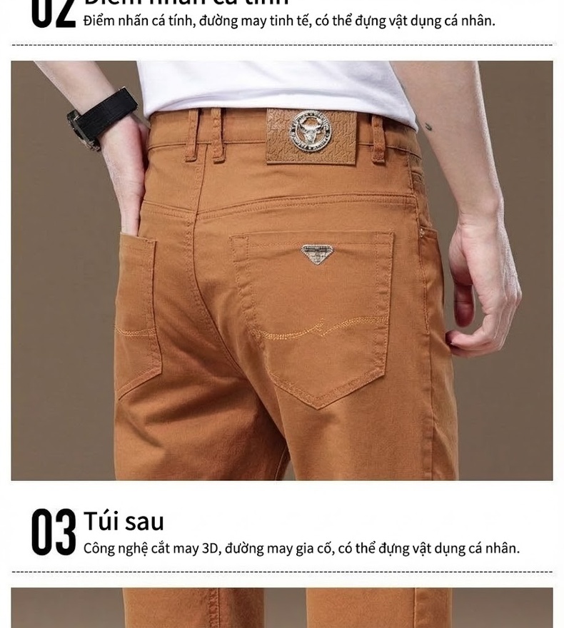 Quần Dài Nam Cotton Co Giãn 7 Màu Ống Đứng Thoải Mái chi tiết 30