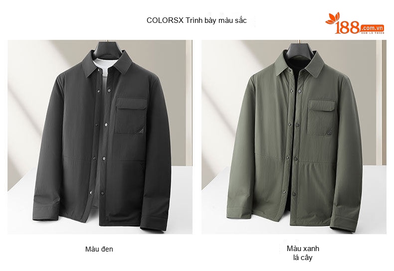 Áo Khoác Nam Cotton Lông Cừu Non Cổ Bẻ Dáng Sơ Mi Giữ Ấm Màu Đen, Xám chi tiết 5