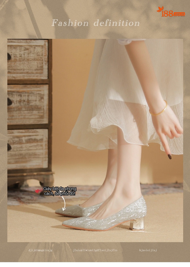 Giày Cao Gót Nữ Mũi Nhọn Chiều Cao Đế Khoảng 5cm Quai Trong Suốt Màu Trắng chi tiết 1