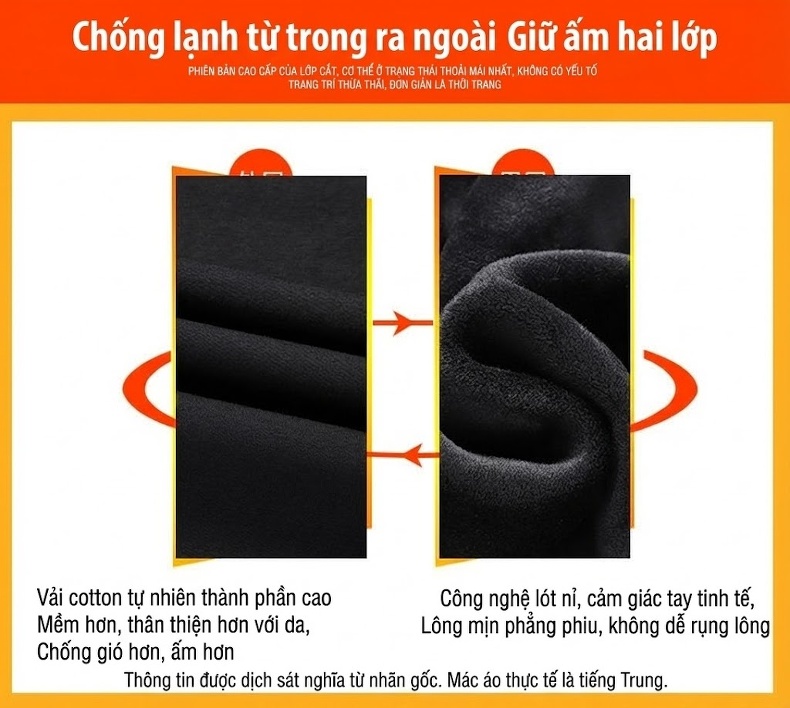 Quần dài nam ống bo dáng rộng lót lông thể thao thu đông chi tiết 4