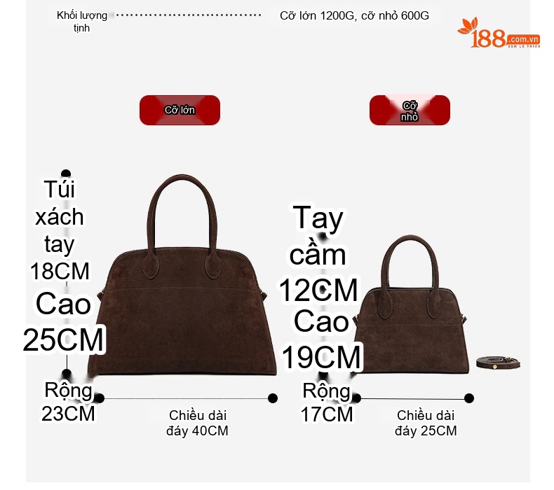 Túi Tote Nữ Da Bò Mờ Cao Cấp Quai Xách Tay Đeo Chéo Phong Cách Vintage Màu Nâu chi tiết 5