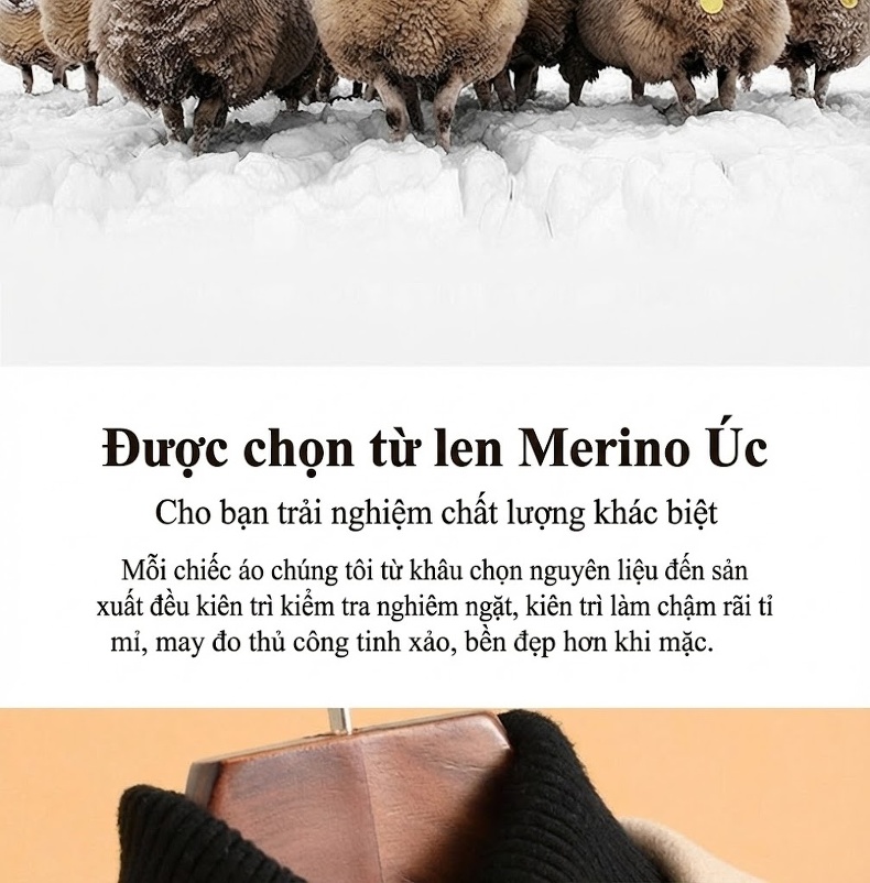 Áo Khoác Dạ Nữ Hai Mặt Lông Cừu Ngắn Tay Tiểu Thư Phong Cách Hàn Quốc Màu Be chi tiết 3