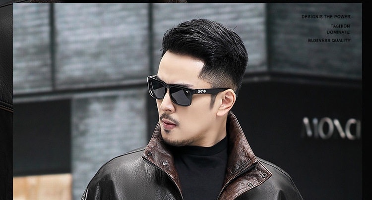 Áo Khoác Da Thật Nam Dáng Rộng Cổ Lật Phong Cách Hunting Màu Đen, Nâu chi tiết 1