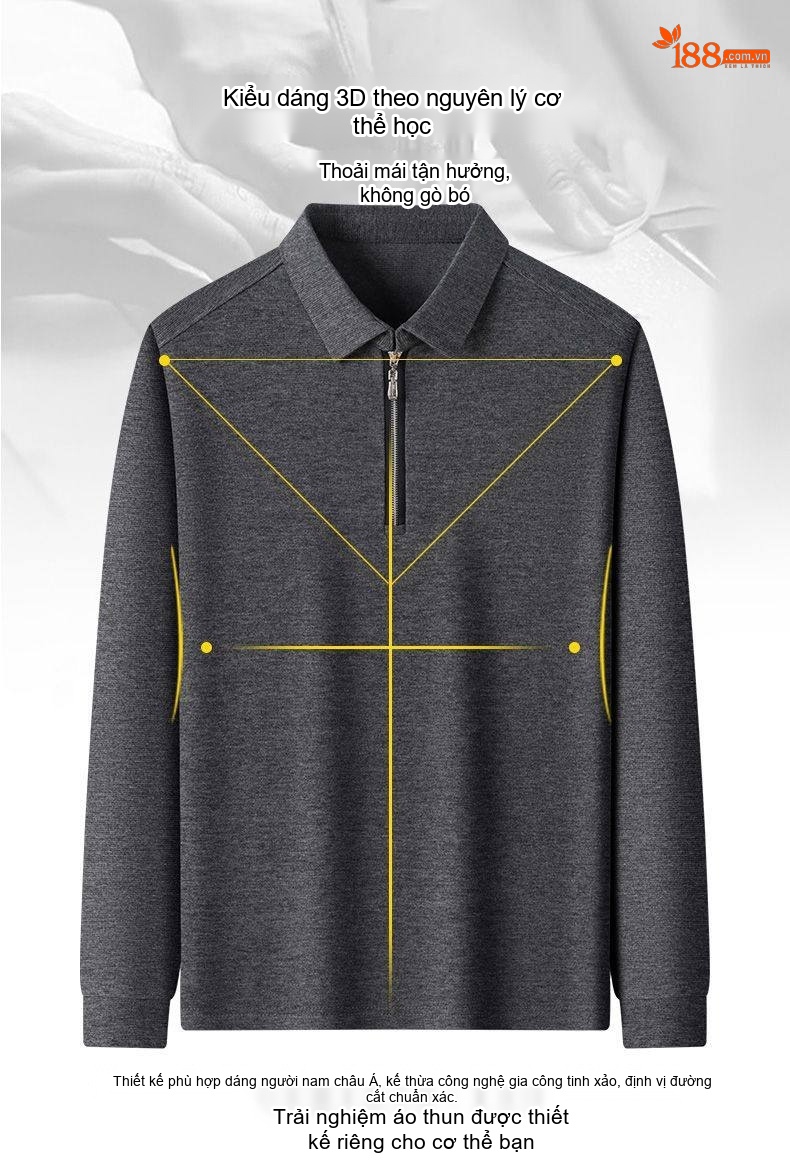 Áo Polo Nam Dài Tay Khóa Kéo Chất Liệu Cotton, Lụa Tằm, Len Lông Cừu Phong Cách Tối Giản Màu Xanh Navy, Nâu, Xám, Đen... chi tiết 26