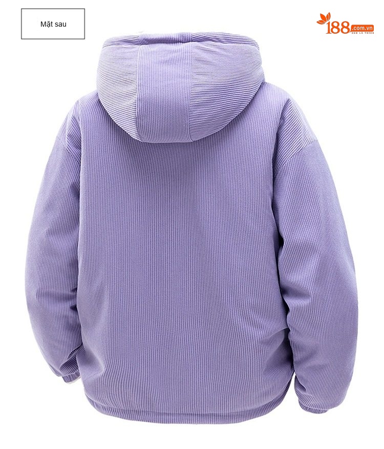 Áo Khoác Cotton Lót Lông Cừu Non Có Mũ Trùm Đầu Dáng Rộng Nam Nữ Màu Đen, Xanh, Tím, Kem... chi tiết 25
