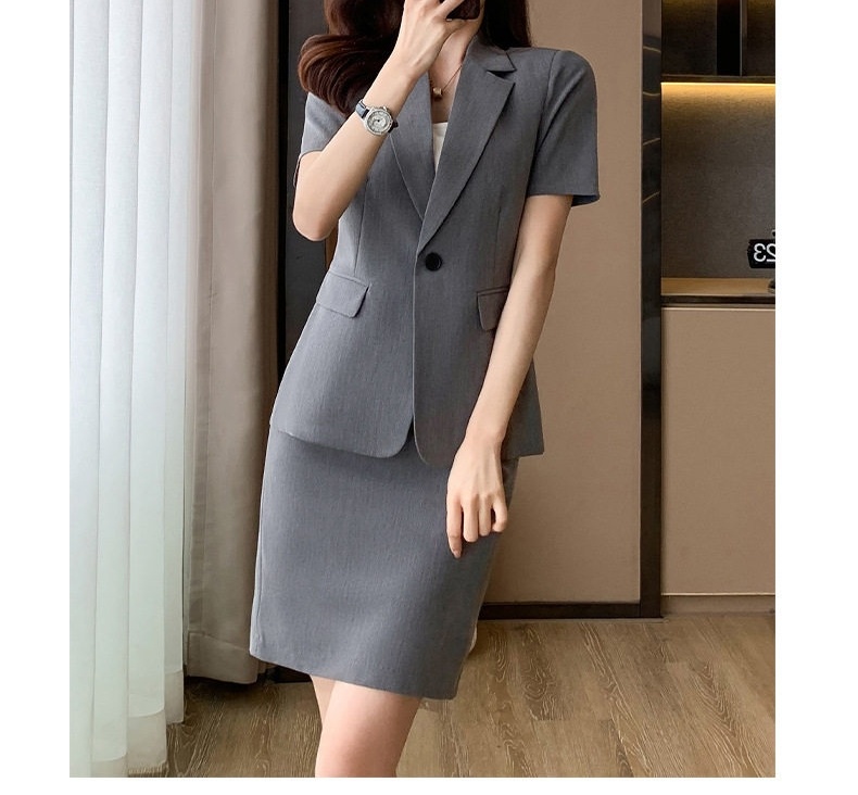 Bộ Vest Công Sở Nữ Tay Ngắn Quần/Chân Váy Màu Xám, Đen chi tiết 26