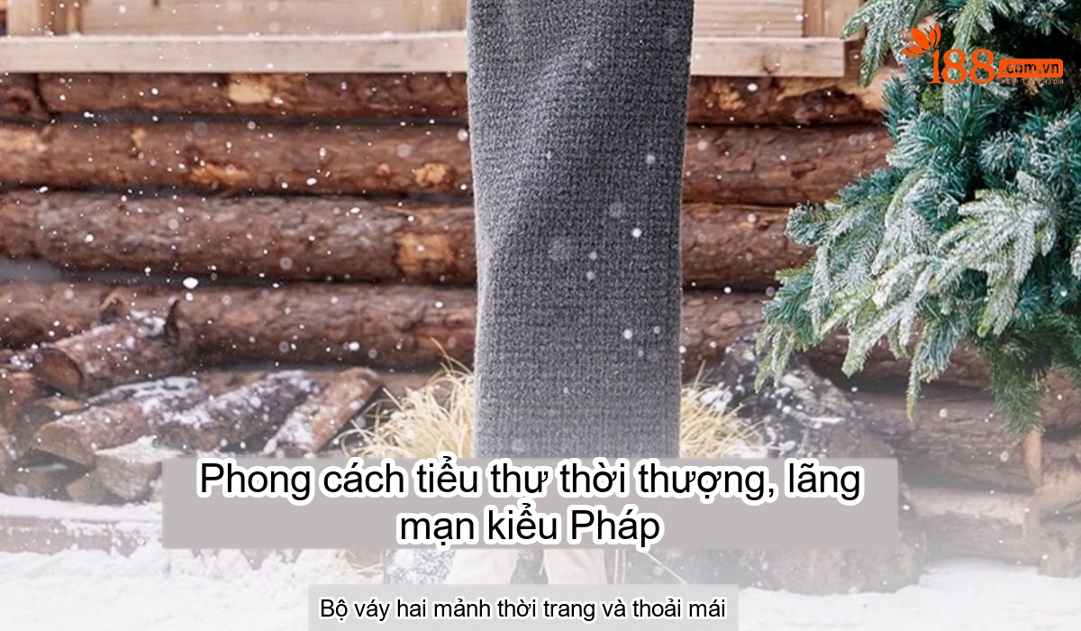 Set Áo Khoác và Chân Váy Dệt Kim Tiểu Thư Thanh Lịch Màu Xám, Đen chi tiết 2