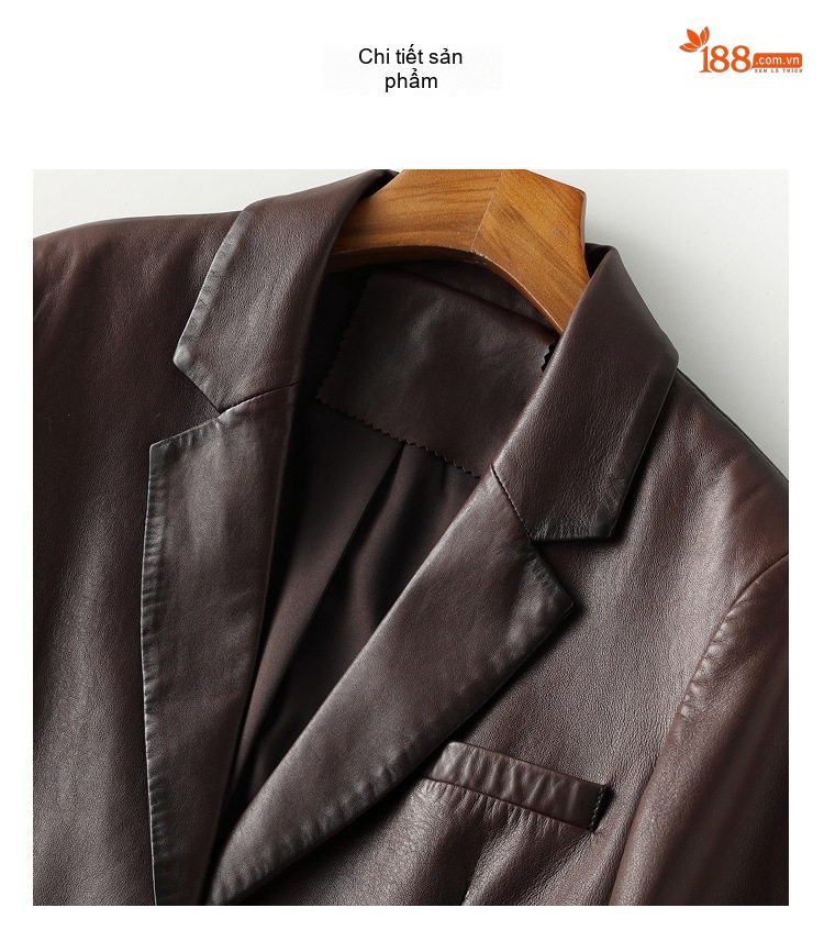 Áo Khoác Blazer Nữ Da Cừu Thật Dáng Rộng Trung Niên chi tiết 11