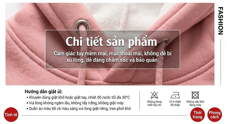 Bộ đồ thể thao nữ áo hoodie dáng rộng quần ống rộng lót lông chi tiết 6