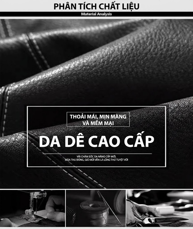 Áo Khoác Da Thật Nam Cổ Bẻ Dáng Ngắn Phong Cách Doanh Nhân Màu Đen chi tiết 2
