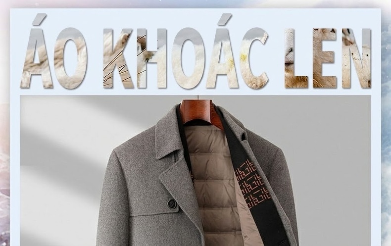 Áo Khoác Dạ Nam Lông Cừu Mỏng Cổ chữ Vest Lót Lông Vũ Tháo Rời Màu Đen, Xám, Nâu chi tiết 1