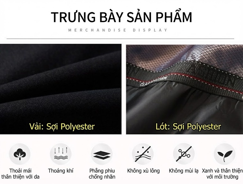 Áo Khoác Nam Cổ Bẻ Cài Nút Kiểu Dáng Business Casual Màu Đen, Xanh Navy chi tiết 3