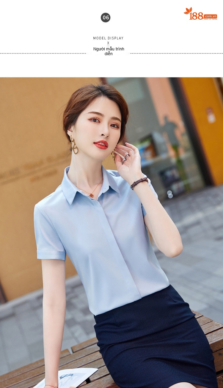 Áo Sơ Mi Voan Ngắn Tay Kiểu Dáng Hàn Quốc Màu Trắng, Xanh Dương, Xanh Lá... chi tiết 1
