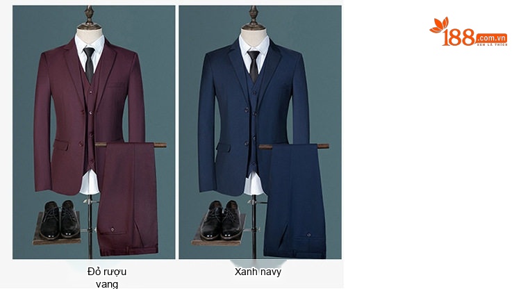 Bộ Vest Nam 3 Món Cộc Tay Dáng Ôm Phong Cách Hàn Quốc Màu Đen, Trắng, Đỏ Rượu Vang, Xanh Navy... chi tiết 9
