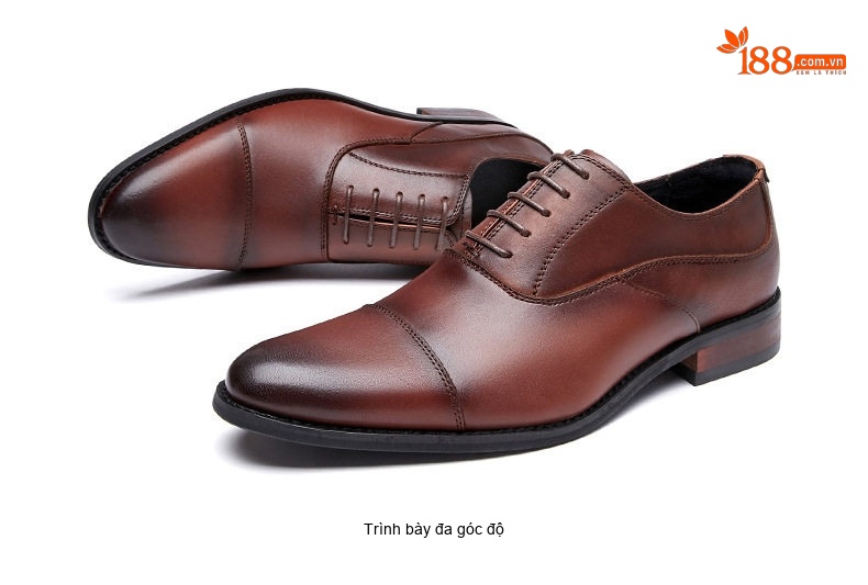 Giày Tây Buộc Dây Nam Da Bò Kiểu Oxford Chiều Cao Đế Khoảng 3cm Màu Đen, Nâu chi tiết 24
