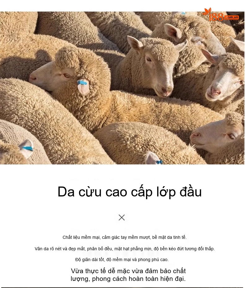 Áo Khoác Da Nam Da Cừu Dáng Ngắn Màu Nâu Đậm chi tiết 3