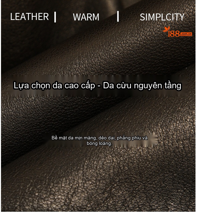 Áo Khoác Da Nam Da Cừu Dáng Ngắn Màu Nâu Đậm chi tiết 4
