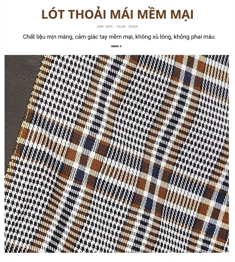 Áo Khoác Da Dài Tay Nam Da Cừu Thật Phong Cách Doanh Nhân Màu Xám chi tiết 5