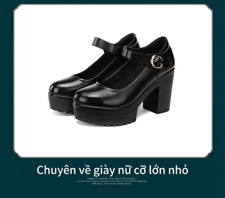 Giày Cao Gót Nữ Quai Ngang Da Bóng Chiều Cao Đế Khoảng 8cm Màu Đen, Trắng chi tiết 19