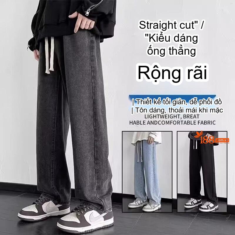 Quần Jean Nam Ống Đứng Co Giãn Phong Cách Thời Trang Màu Xanh Dương, Xám chi tiết 16