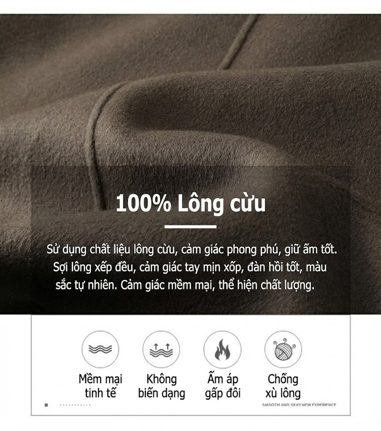 Áo Khoác Dạ Nam Lông Cừu Dáng Dài Trung Niên Phong Cách Công Sở Màu Đen, Nâu chi tiết 3
