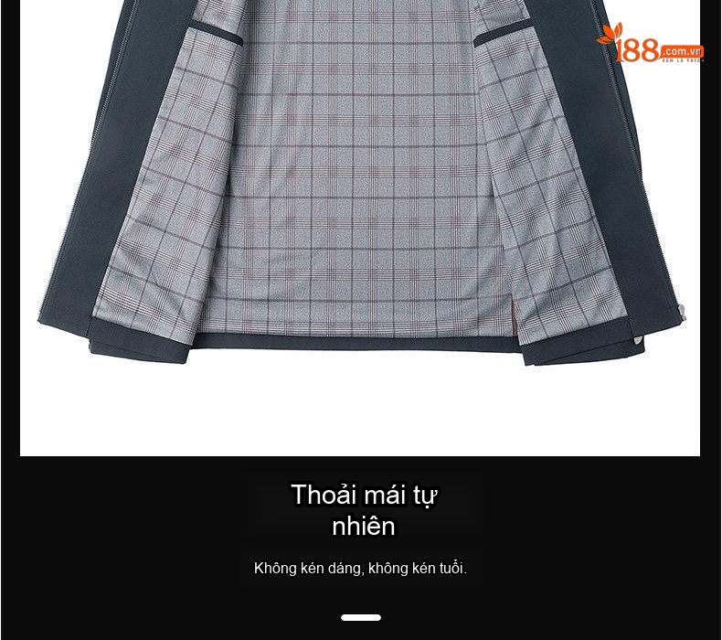 Áo Khoác Nam Cổ Bẻ Khóa Kéo Kiểu Dáng Công Sở Màu Xanh Navy, Nâu, Đen chi tiết 4