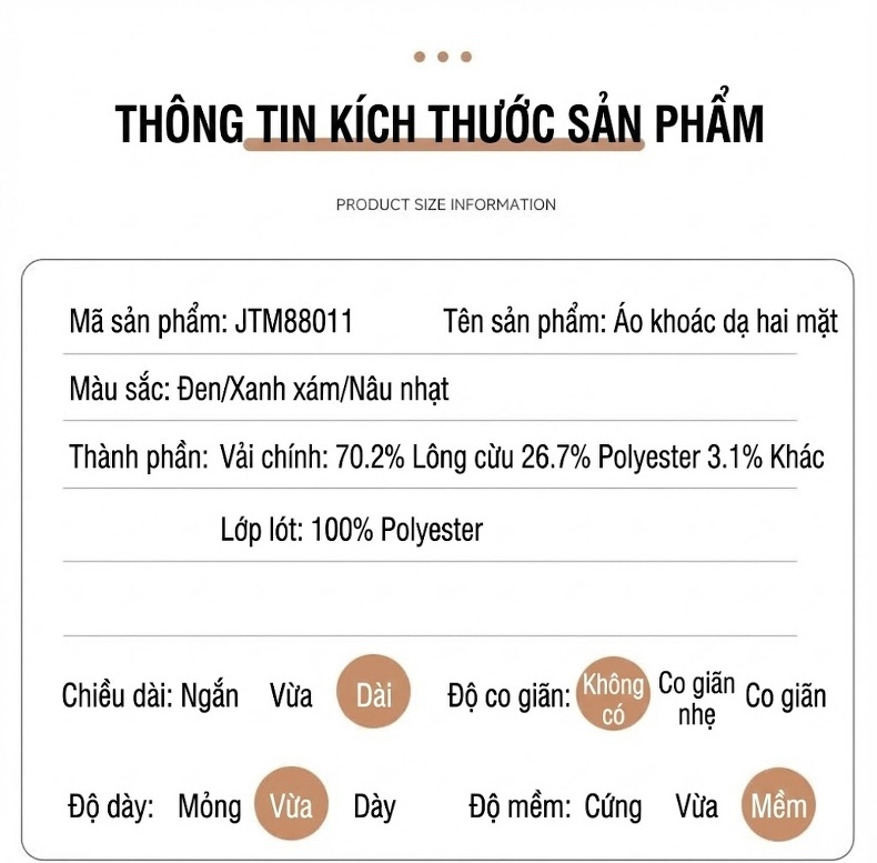 Áo Khoác Dạ Nam Dáng Dài Tay Raglan Hai Hàng Khuy Màu Nâu, Xám Đậm, Đen chi tiết 15