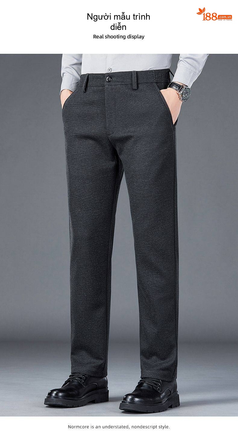 Quần Âu Nam Mềm Mại Wool Co Giãn Dáng Ôm Vừa Màu Xám, Nâu, Đen chi tiết 12