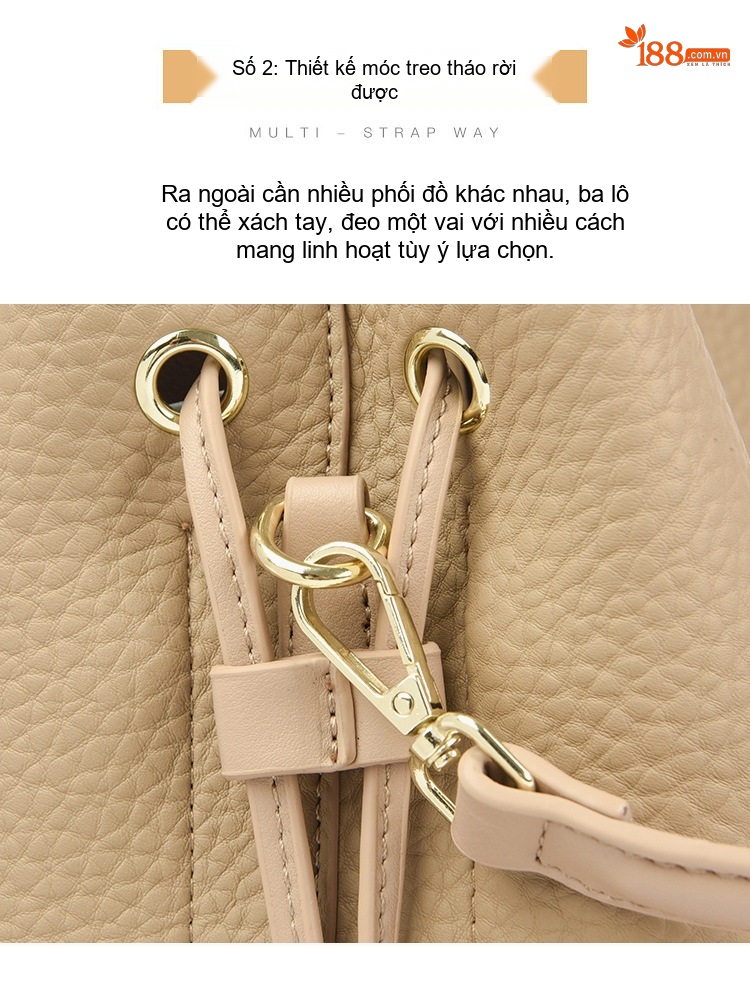 Túi Đeo Chéo Nữ Dáng Xô Lớn Da Mờ Phong Cách Thời Trang Màu Đen, Kem chi tiết 8