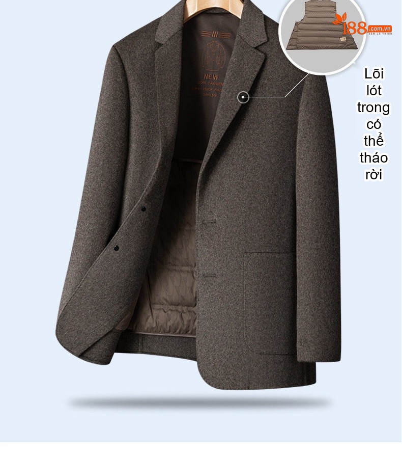 Áo Vest Nam Ngắn Tay Dài Dáng Ôm Vừa Vặn 100% Thuần Len Màu Xám chi tiết 9